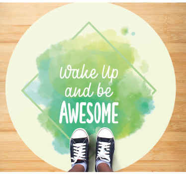 Alfombra vinilo redonda Mancha de acuarela con mensaje positivo - TenVinilo