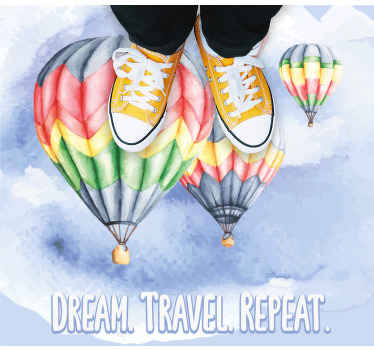 Alfombra vinílica con frase viaje de ensueño repetir - TenVinilo