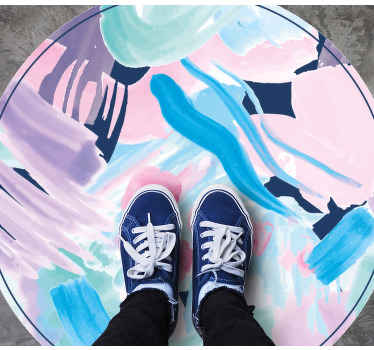 Alfombra vinílica minimalista arte abstracto colorido - TenVinilo