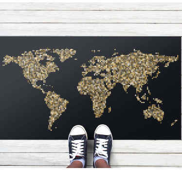 Modern black and gold world map rug - TenStickers