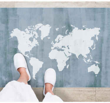 Light blue stone texture world map rug - TenStickers