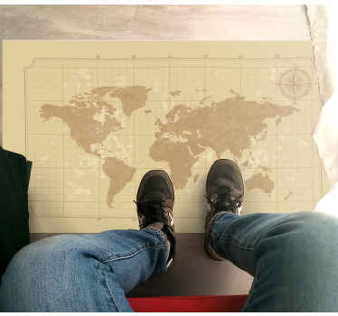 Vintage grafisk kort verdenskort vinyl tæppe - TenStickers