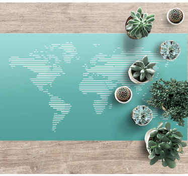 白色几何线条世界地图地毯 - TenStickers