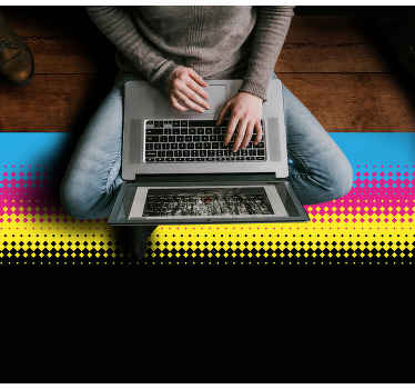 Colorful halftone pink and blue pattern rug - TenStickers