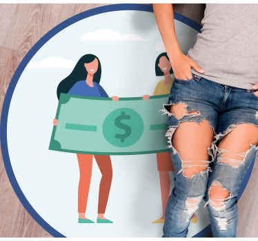 To jenter som holder en dollarregning vinyl teppe ungdom - Tenstickers