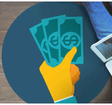 Alfombra vinílica despacho Mano de dibujos animados con dinero - TenVinilo