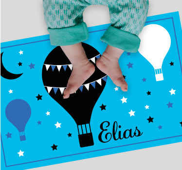 Luftballonger, stjerner og tekst vinylteppe - Tenstickers