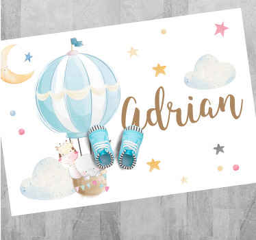 rôzne vinylové koberce pre deti letecký balón s menom - Tenstickers