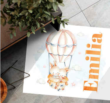 Pastel balloon with animals personalised mat - TenStickers