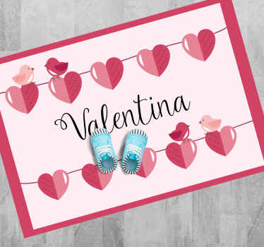 Hjertedesign vinyl tæppe med navn - TenStickers