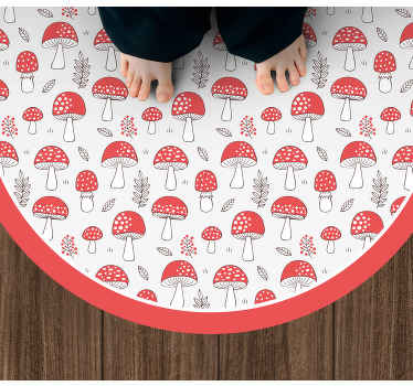 Red mushroom lovely pattern kitchen floor tiles - TenStickers