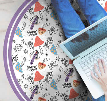 Farverige svampe spirer natur vinyl tæppe - TenStickers