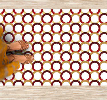 Raudonos ir auksinės linijos apskritimai tekstūros kilimas - „Tenstickers“