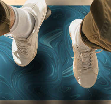 Tapis vinyle marbre teintes océaniques tourbillonnantes - TenStickers