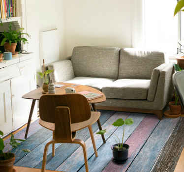 Siniset ja vaaleanpunaiset lankut puu vinyylimatto - Tenstickers