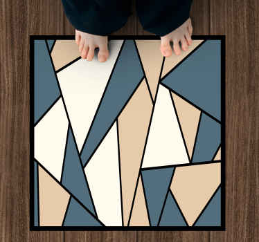 Nordic blue and gray triangles geometric rug - TenStickers