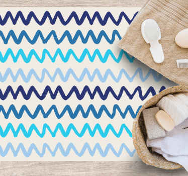 Tapis vinyle salle de bain motifs à rayures ondulées - TenStickers