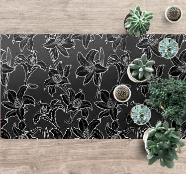 Vinylteppich minimalistisch Schwarze und weiße Pflanzen - TenStickers