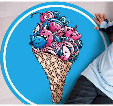 Nice Ice cream graffiti  modern rug - TenStickers