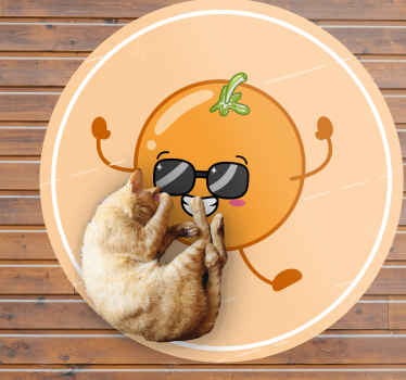 Munter orange figur rundt vinyltæppe - TenStickers