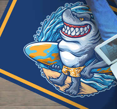 Munter hajfigur vinyl tæppe til teenagere - TenStickers