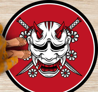 忍者头骨卡通现代地毯 - TenStickers