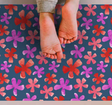 Alfombra vinílica flores patrones morados y rojos - TenVinilo