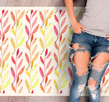 Růžový akvarel tenké listy květinový koberec - TenStickers