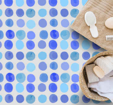 Tapis vinyle salle de bain motif à pois bleus - TenStickers