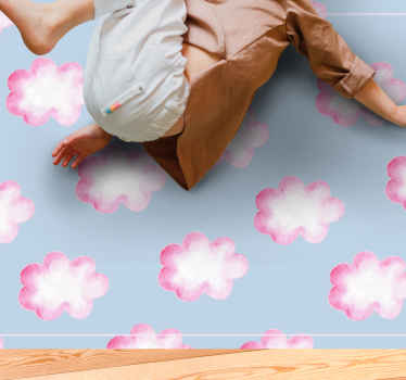 Detský vinylový koberec ružových a modrých akvarelových oblakov - Tenstickers