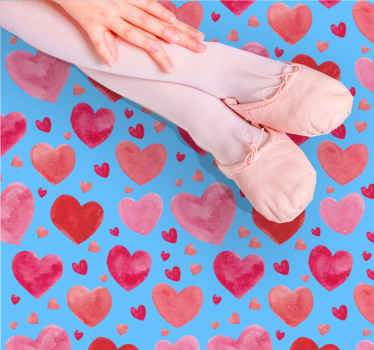 Vinylový koberec detský ružový a modrý akvarel srdce - Tenstickers