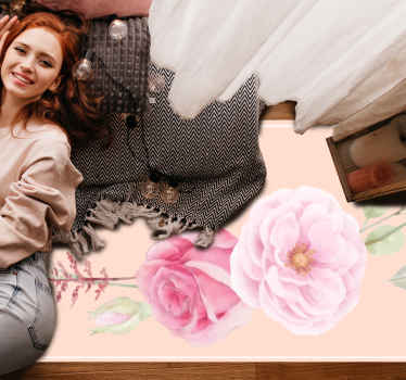 Alfombra vinílica flores rosas de tono ruborizado - TenVinilo