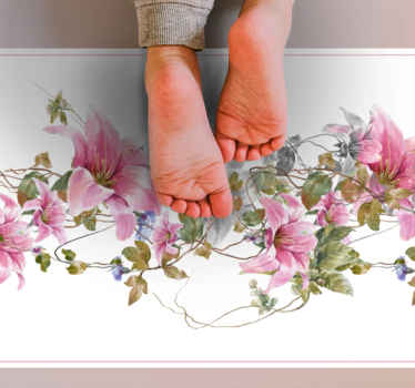 Floral Vine Pattern nature vinyl rug - TenStickers