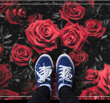 Vinylteppich Blumen S/w süßer strauß roter rosen - TenStickers