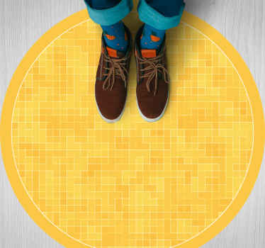 Sarı mozaik desen geometrik pvc halı - TenStickers