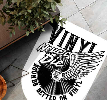φτερωτός δίσκος βινυλίου με χαλί κρεβατοκάμαρας με κείμενο - TenStickers