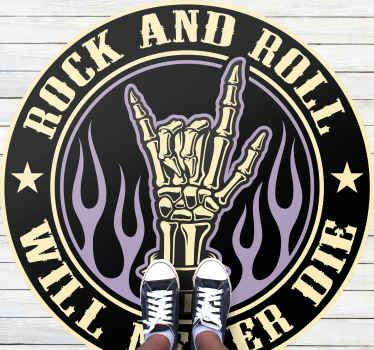 Alfombra vinílica redonda mano de esqueleto de roca - TenVinilo