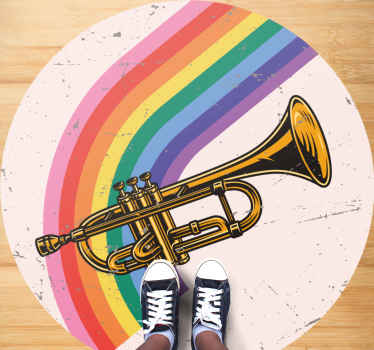 Alfombra vinílica dormitorio Trompeta de latón de colores - TenVinilo