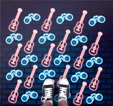 Padrão de guitarras em tapete de vinil quadrado estilo neon - TenStickers