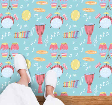 Alfombra vinílica infantil instrumentos musicales divertidos - TenVinilo