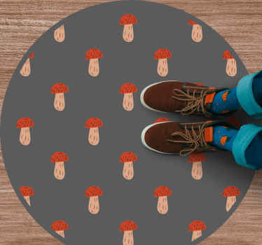 Alfombra vinílica cocina redondo con estampado de setas - TenVinilo