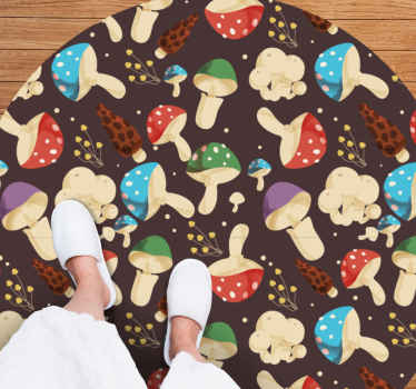 Levendig assortiment paddenstoelen vinyl vloerkleed rond - TenStickers