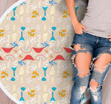 Door de natuur geïnspireerde patronen vinyl vloerkleed rond - TenStickers