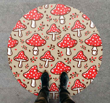 Speels paddenstoelenpatroon vinyl tapijt natuur - TenStickers