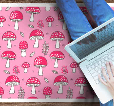 Alfombra vinílica flores Setas y plantas clásicas sobre fondo ros - TenVinilo