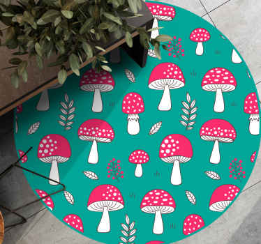 Funky paddenstoelenpatroon vinyl tapijt natuur - TenStickers