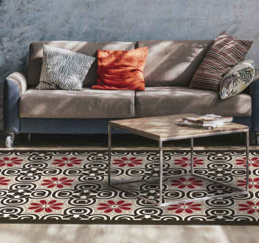 Alfombra vinílica hidráulica patrones circulares florales - TenVinilo