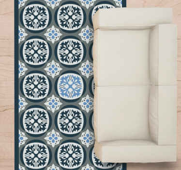 Alfombra vinílica hidráulica elegantes azulejos florales - TenVinilo