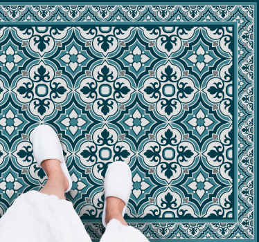 Alfombra vinílica hidráulica elegante motivo azul - TenVinilo