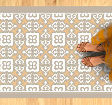 Vintage beige grey flower pattern tile carpet - TenStickers